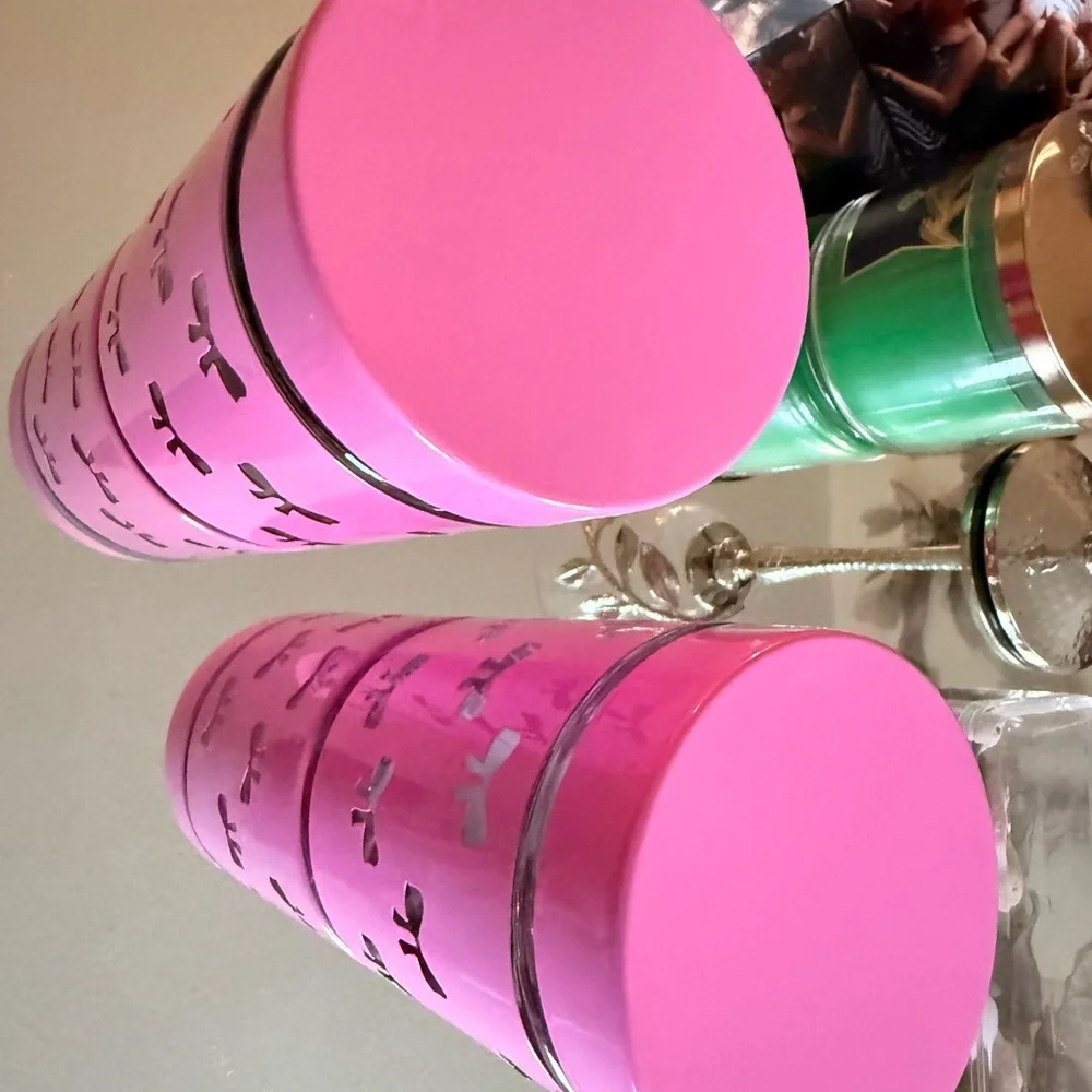 Pink Bow Decorative glass/ metal Canister Set - Stylish Home Party Accent